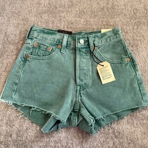 Green Denim Women Shorts